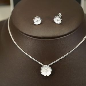 Nicole Barr Sterling Silver Rose Earrings/Pendant